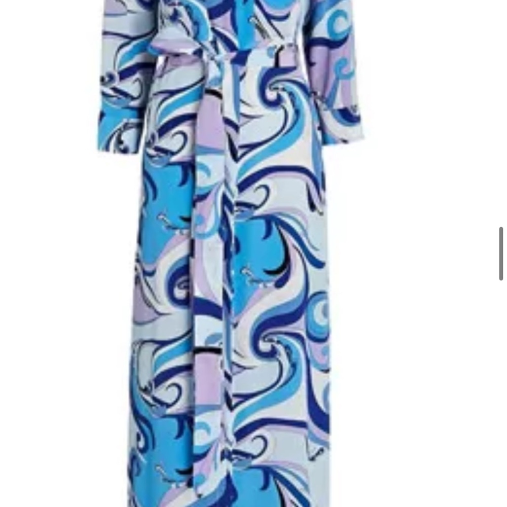 L’Agence Silk Pattern Belted Maxi Dress - Medium